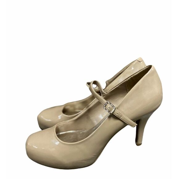 Gabriella Rocha Tart Nude Patent Leather Platform Heels Size 9 - Picture 1 of 12